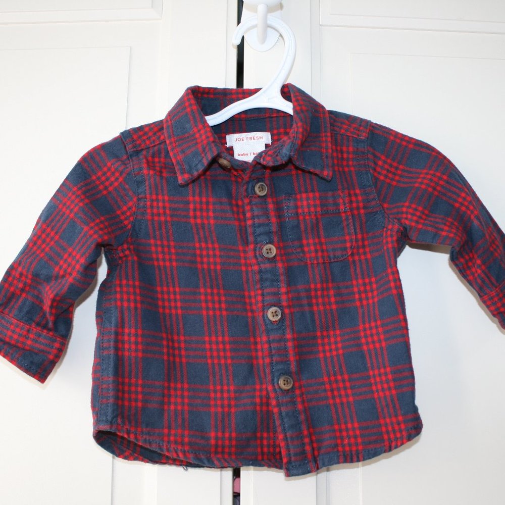 4/$20 Baby boy flannel button down shirt 6 months